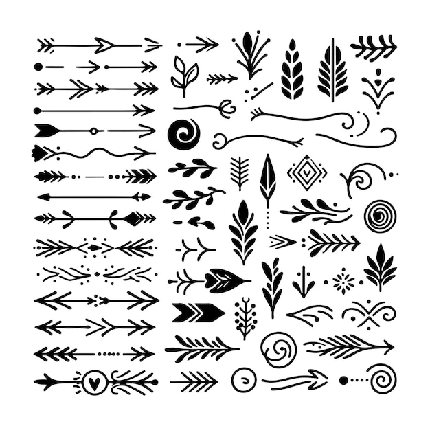 Vector hand drawn dividers elements collection vector silhouette