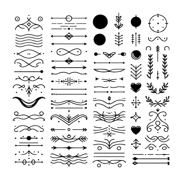 Vector hand drawn dividers elements collection vector silhouette