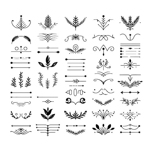 Hand drawn dividers elements collection vector silhouette