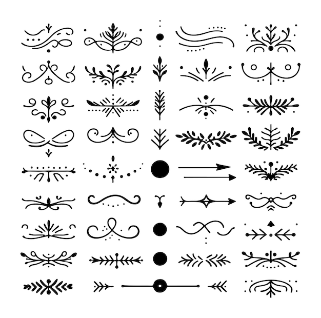 Hand drawn dividers elements collection vector silhouette