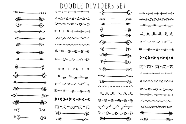 Hand drawn dividers set Ornamental decorative elements Vector doodle elements design