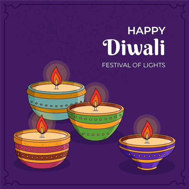 Hand drawn diwali concept