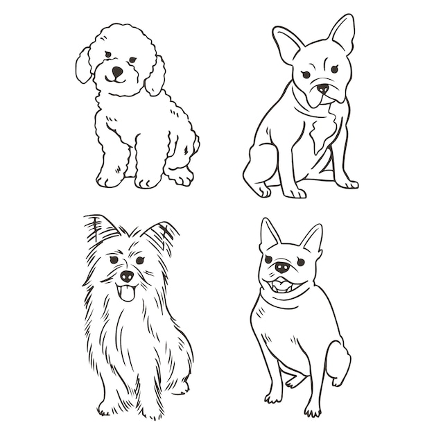 Hand drawn dog outline illustration