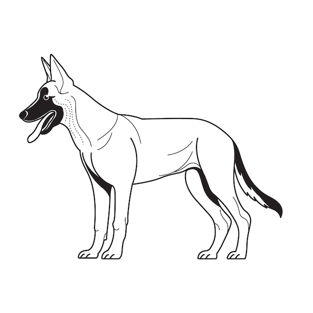 Hand drawn dog, outline illustration