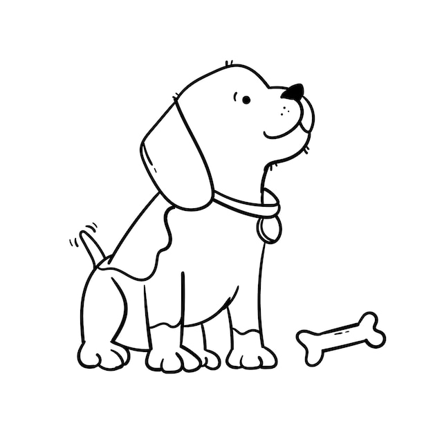 Hand drawn dog, outline illustration