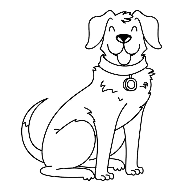 Hand drawn dog outline illustration