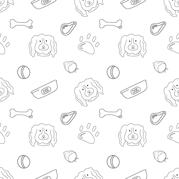 Hand drawn dog seamless pattern