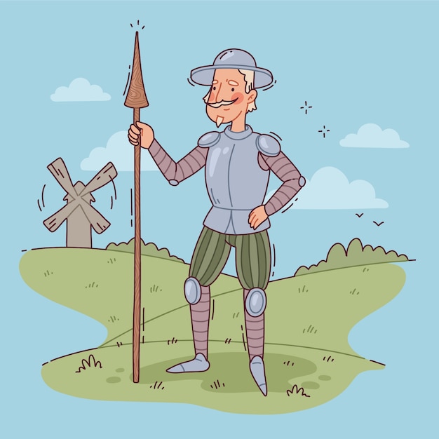 Vector hand drawn don quixote illustration