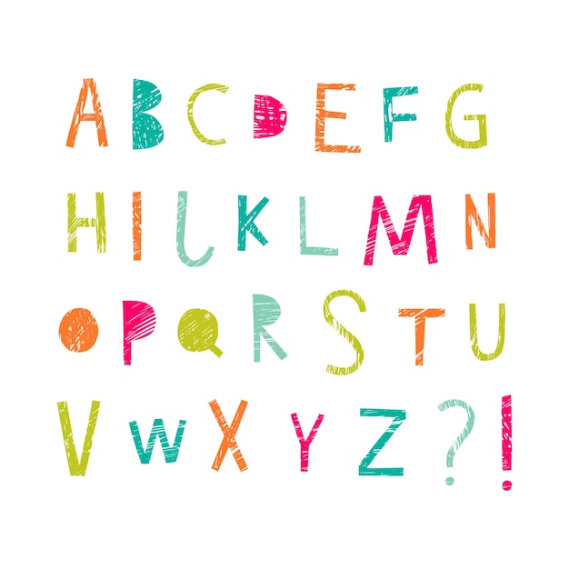 Hand drawn doodle abc cut out font Vector illustration