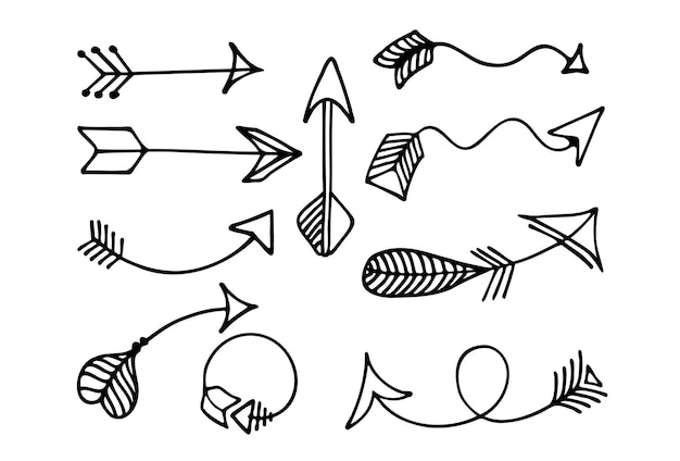 Hand drawn doodle arrow vector set design elements