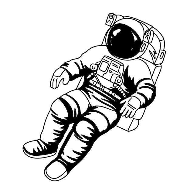 Hand drawn doodle astronaut Outline astronaut isolated on white background Hand drawn vector art