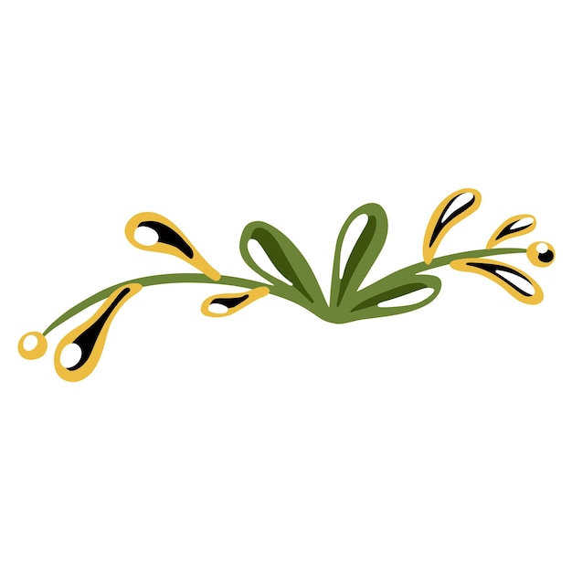 Hand drawn doodle branch with leaves isolated on white background