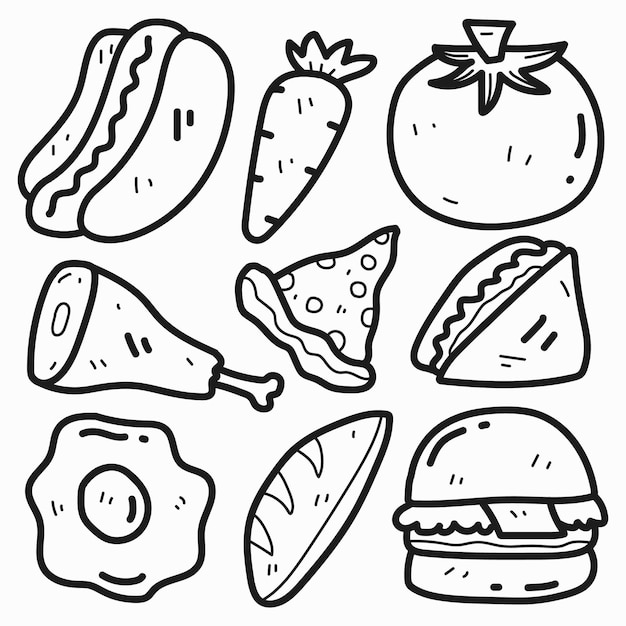 hand drawn doodle cartoon food character   design