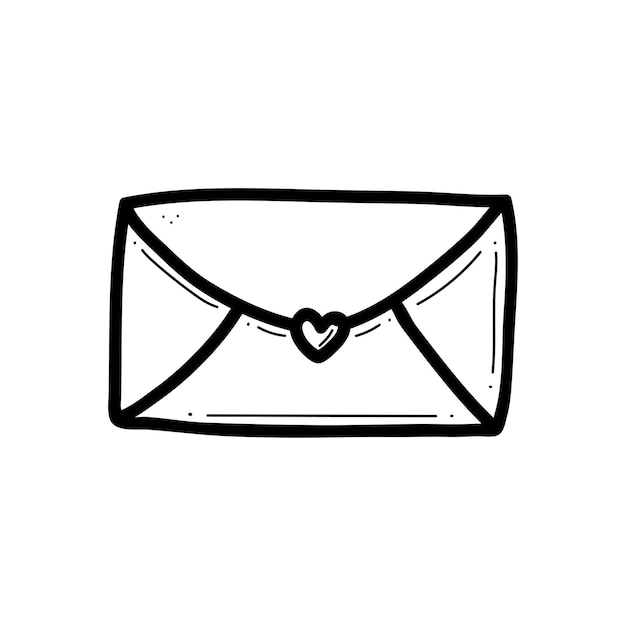 Hand drawn doodle of closed envelope vector illustration