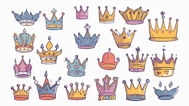 Hand Drawn Doodle Crowns Vector Set for Designers and Creatives