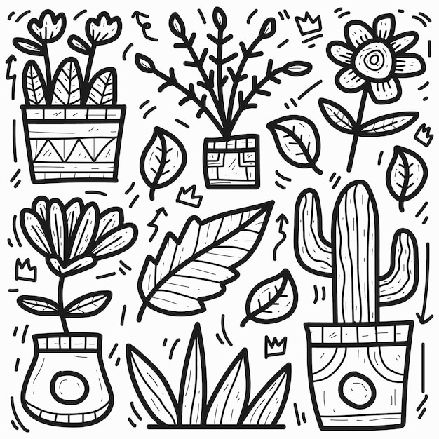 hand drawn doodle cute cartoon plant design