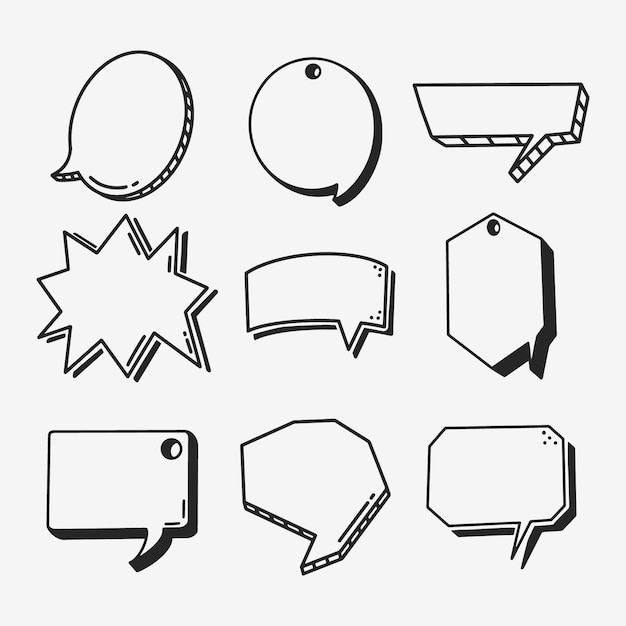 Hand Drawn Doodle Decorative Speech Bubble set