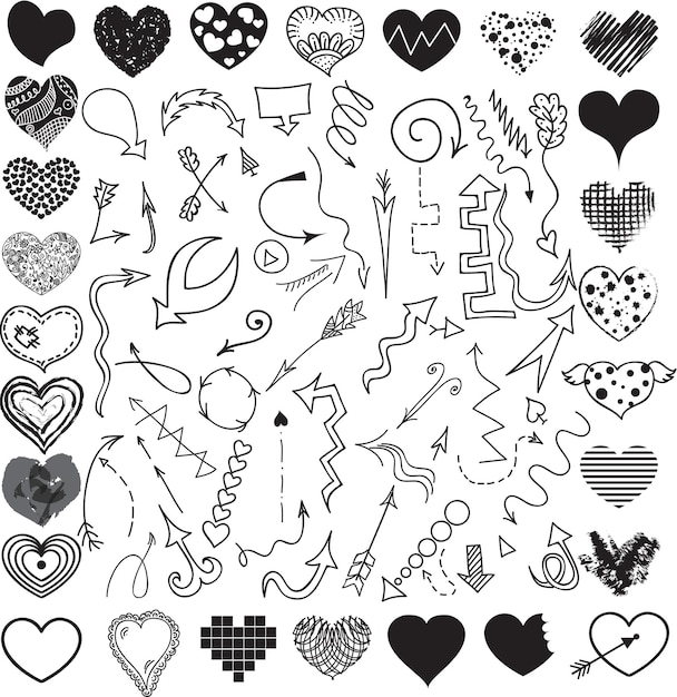 Hand drawn doodle design elements Hand drawn arrows frames borders icons and symbols Cartoon style infographics elements