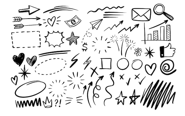 Hand drawn doodle design graphic elements.