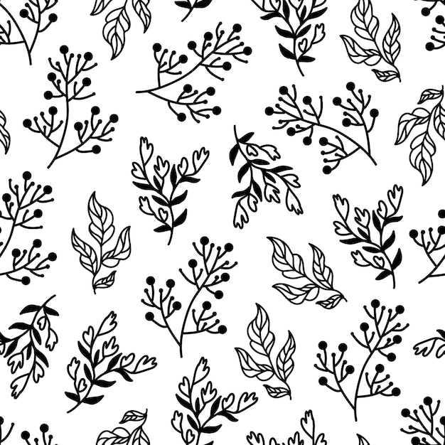 Hand drawn doodle floral seamless pattern design