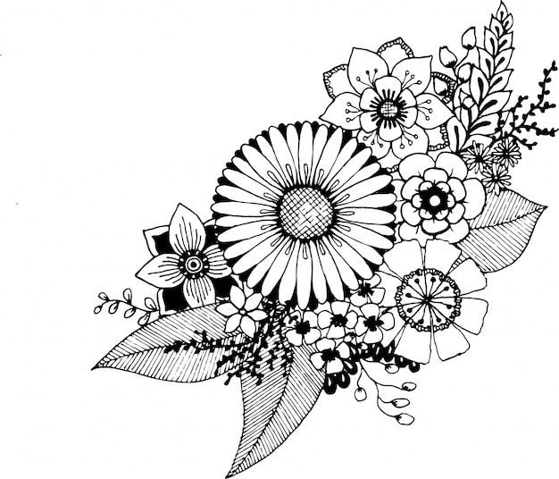 hand drawn doodle flowers