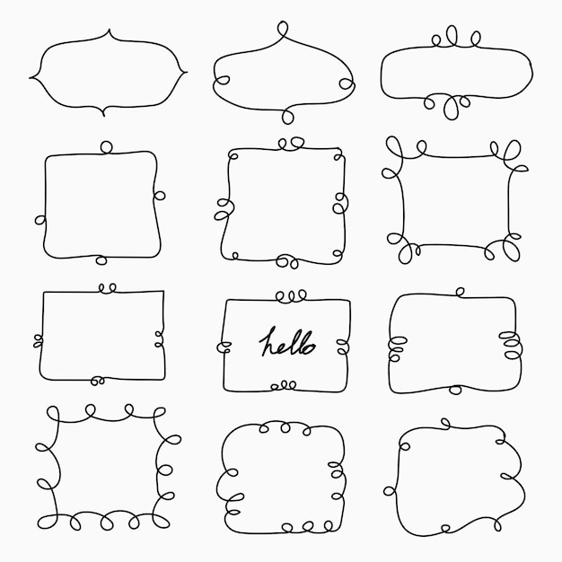 Hand Drawn Doodle Frame Decorative Calligraphic Elements. 