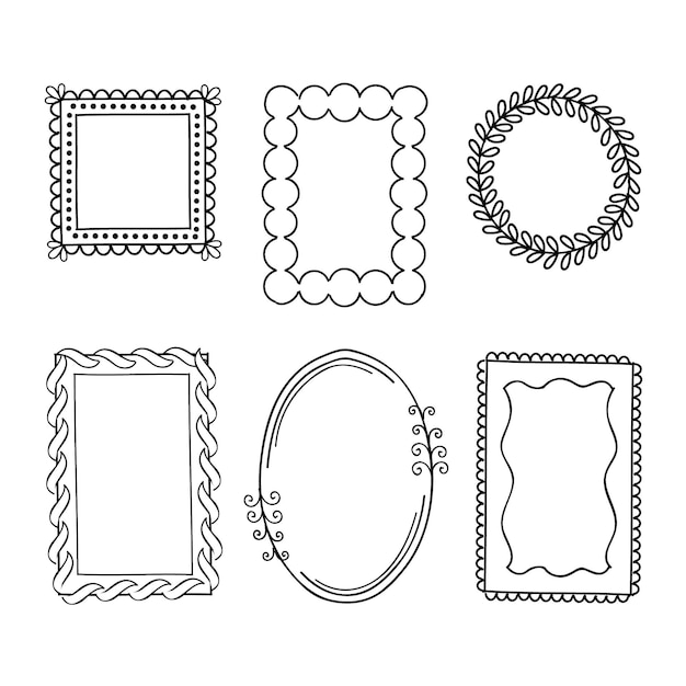 Hand drawn doodle frames collection