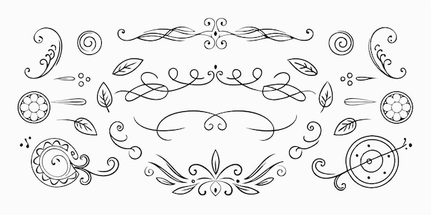 Vector hand drawn doodle frames curls and swirls vector