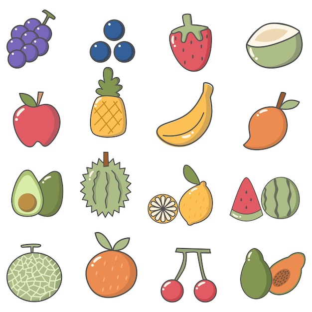 Hand drawn doodle fruits clip art