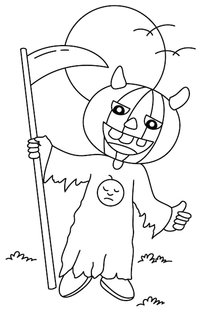 hand drawn doodle halloween for coloring page or book