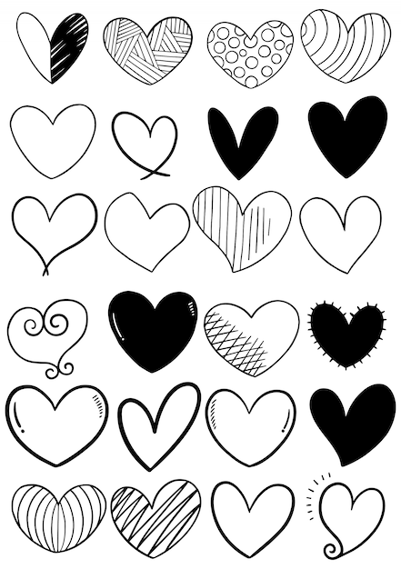 Hand drawn doodle heart collection