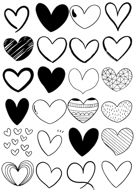 Hand drawn doodle heart collection