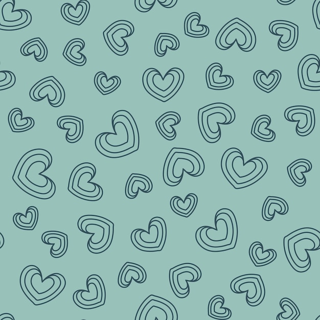 Hand drawn doodle hearts seamless pattern