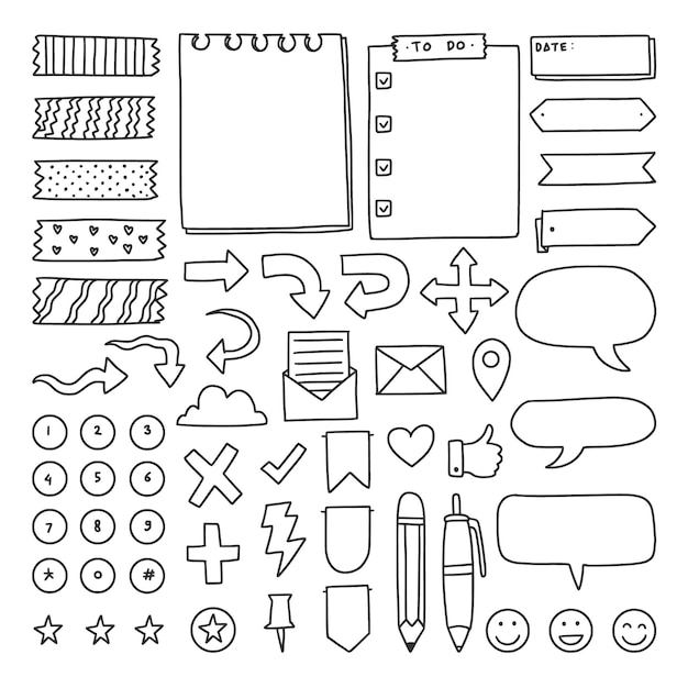 Hand Drawn Doodle Journal Planner Collection