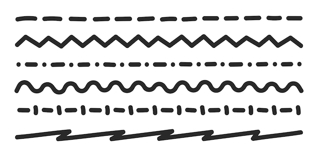 Hand drawn doodle lines set.