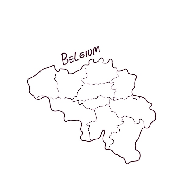 Hand Drawn Doodle Map Of Belgium Vector Illustration