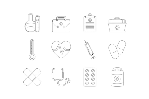 Hand Drawn Doodle Medical Tools Illustration Set