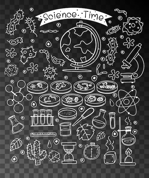 Hand drawn doodle of science icons