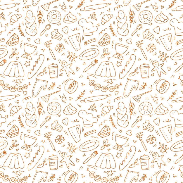 Hand drawn doodle seamless pattern isolated on white background