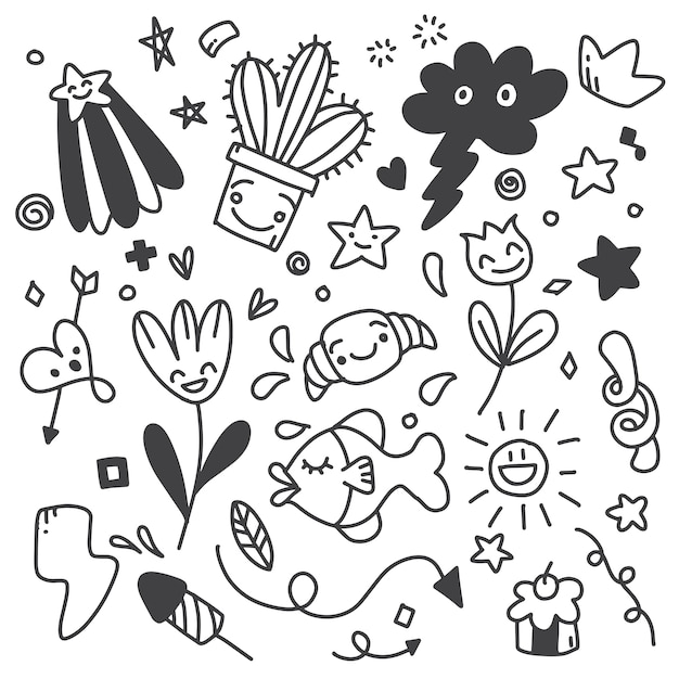 hand drawn doodle set