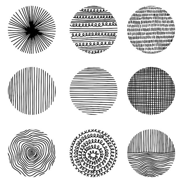 Hand drawn doodle shapes round Abstract black Backgrounds or Patterns vector illustration