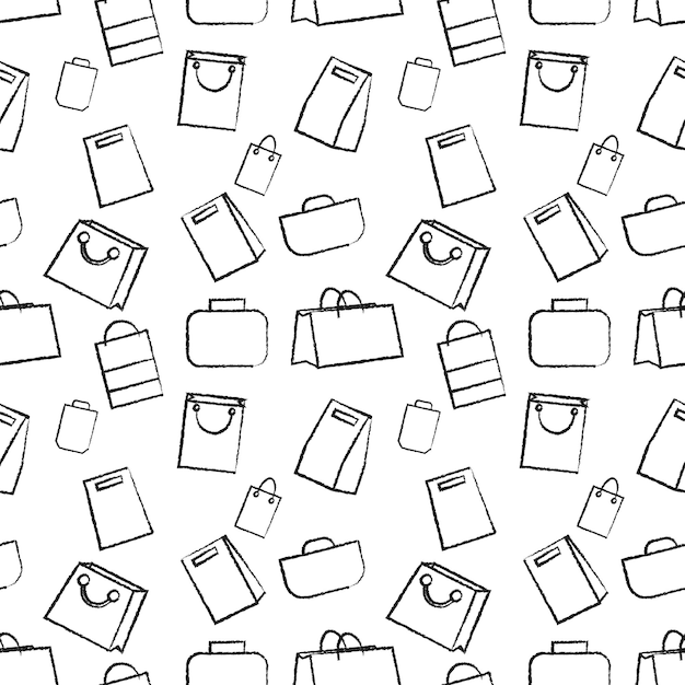 Hand drawn doodle sketch illustration seamless pattern of bags case handbag Clutch Flat design Vector