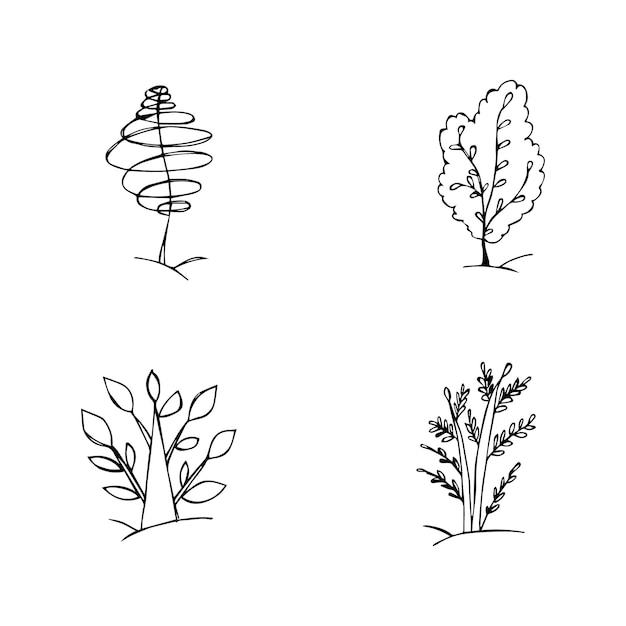 Hand drawn doodle sketch trees