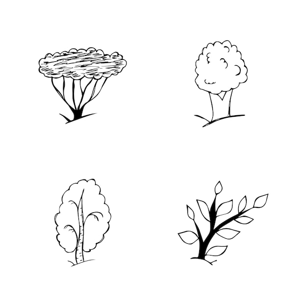 Hand drawn doodle sketch trees