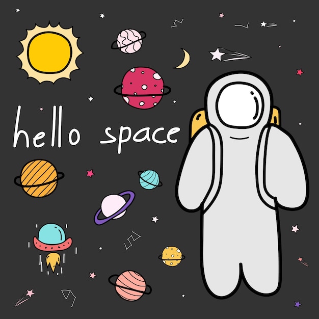 Hand Drawn Doodle Space Background