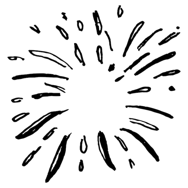 Hand drawn of doodle starburst sunburst firework explosion set doodle design element vector illustration