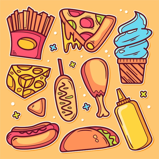 Hand drawn doodle of sticker junk food icon