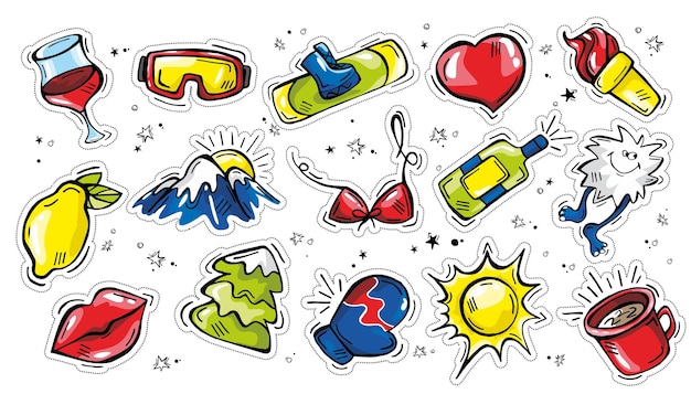 Hand drawn doodle sticker pack