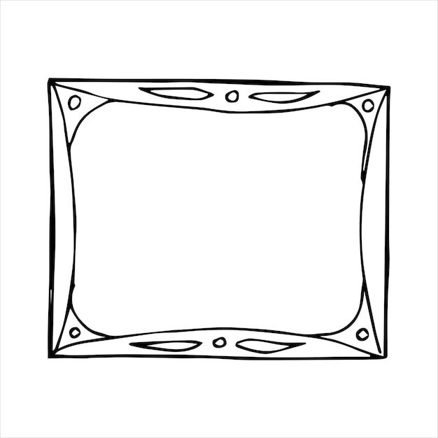 Hand drawn doodle style rectangular frame Black and white vector illustration