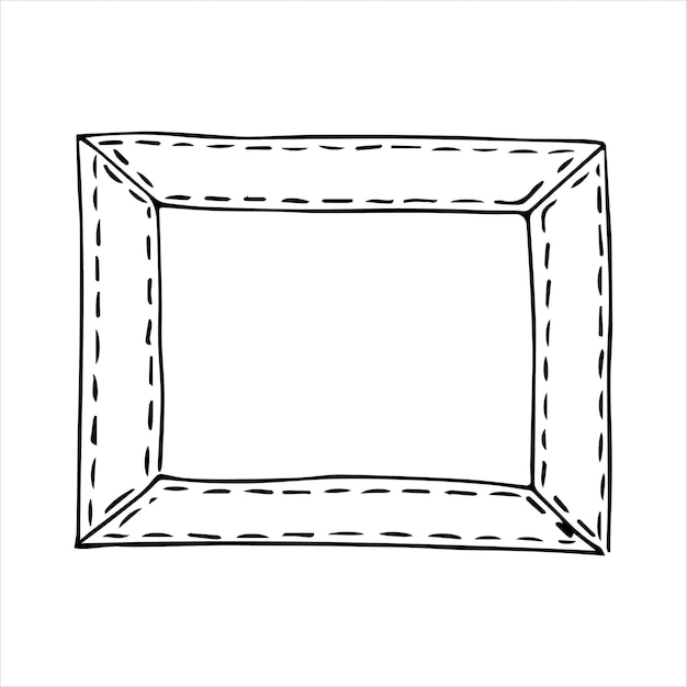 Hand drawn doodle style rectangular frame Black and white vector illustration